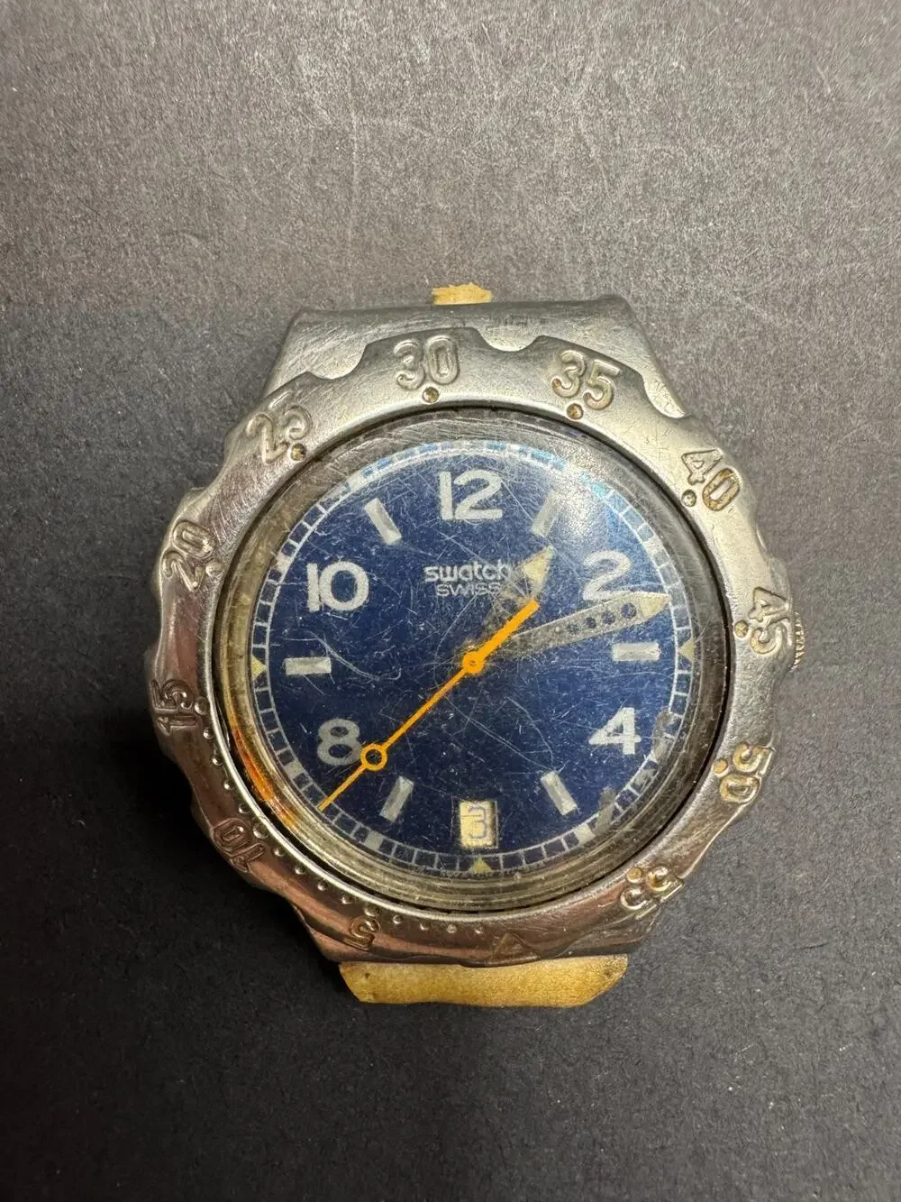 Vintage Swatch IRONY Scuba YDS402 Water Reflex Blue Dial Steel Date No Band